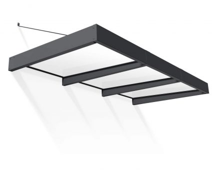 Sophia XL Rechteckvordach 286 cm x 140 cm x 67 cm Türvordach-Bausatz Kit - Graue Struktur & Opalweißes Paneele